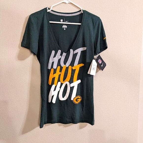 Nike NFL Green Bay Packers V-Neck Tee Womens Size Medium NWT - Picture 1 of 5